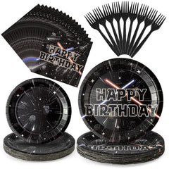 BOpusail galaxy dinner plates with space motif for sci-fi themed birthday meals