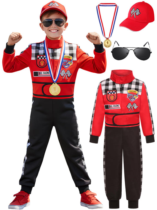 Bordazor kids race car driver jumpsuit for imaginative pretend play
