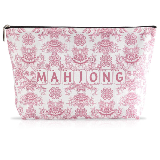 Bornerwhite empty mahjong bag with pink pattern for secure storage