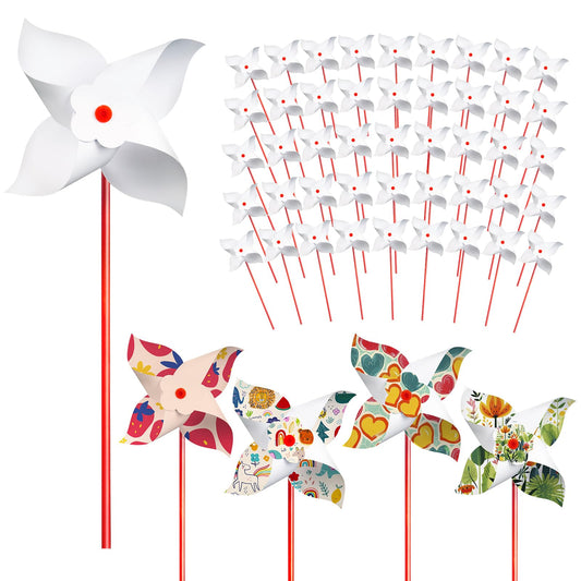 Bosctanuc color-your-own pinwheels unfolded for creative play and springtime decor