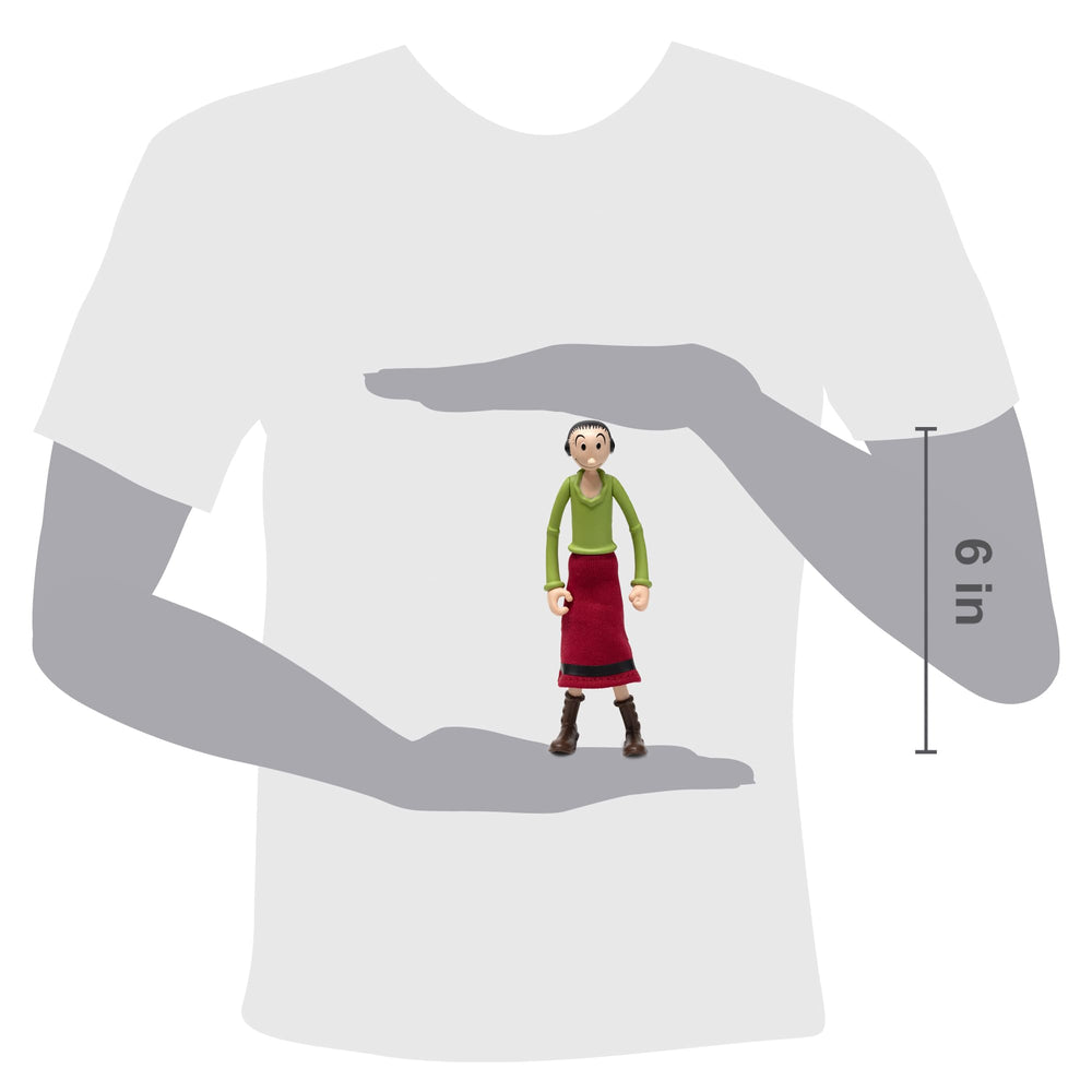 Olive Oyl figure showing seven points of articulation for dynamic posing