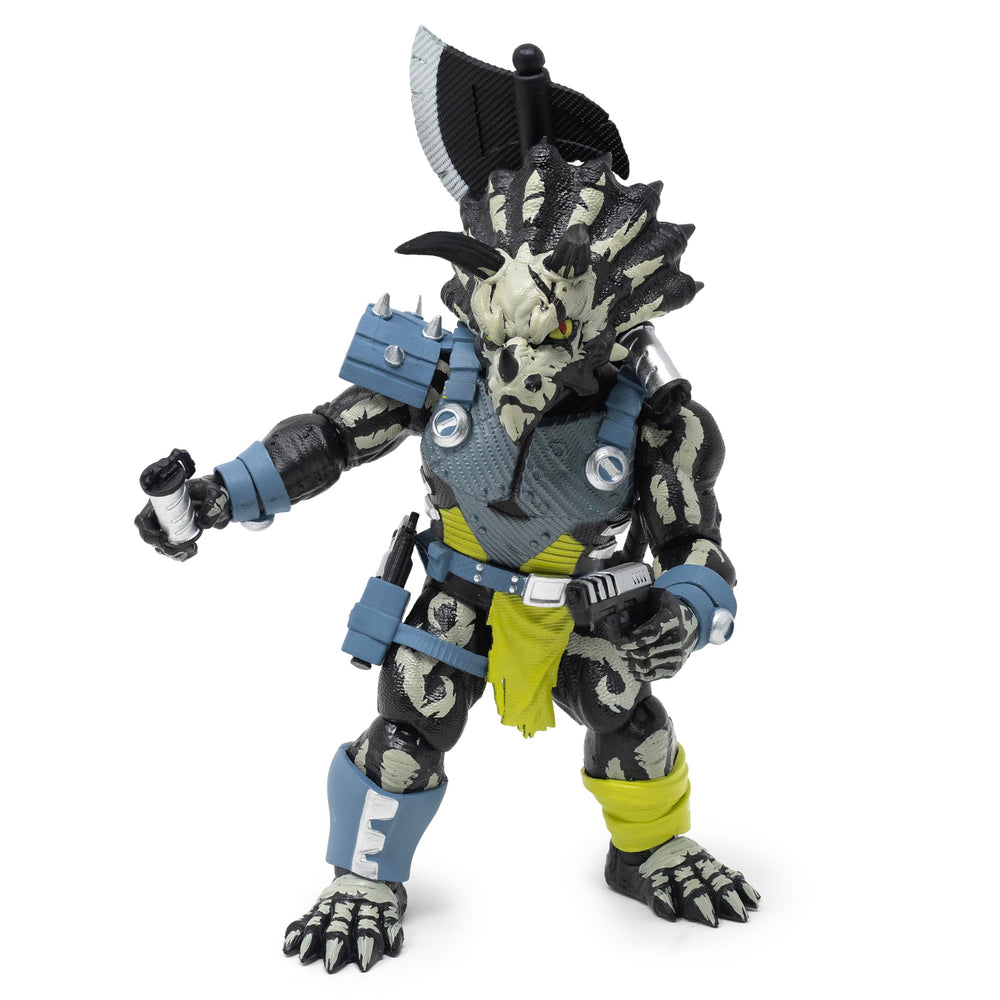Boss Fight Studio Saurozoic Warrior Triax Skiver on display shelf or diorama.
