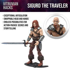 Boss Fight Studio Sigurd with weapons and spell accessories for imaginative battles