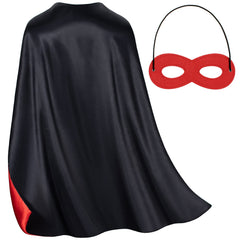 Bosvin kids double-sided superhero cape in black, front view, ideal for imaginative dress-up