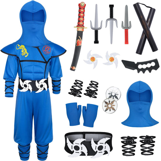 Bosvin Kids Ninjia Costume blue muscle jumpsuit for active play and cosplay