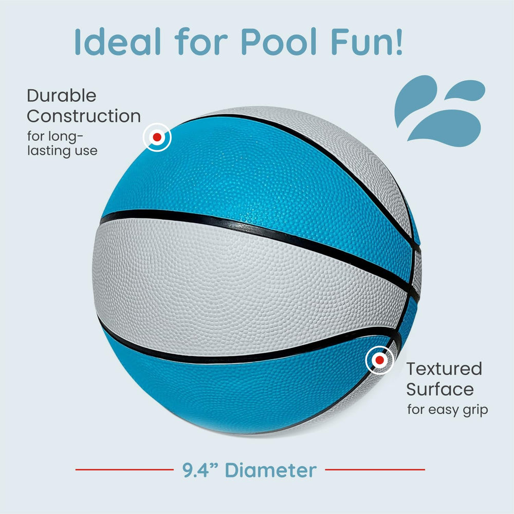 Botabee waterproof pool basketball in white and blue for all-weather pool fun
