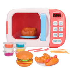 BoterLun Microwave Playset front view with interactive lights for imaginative play.