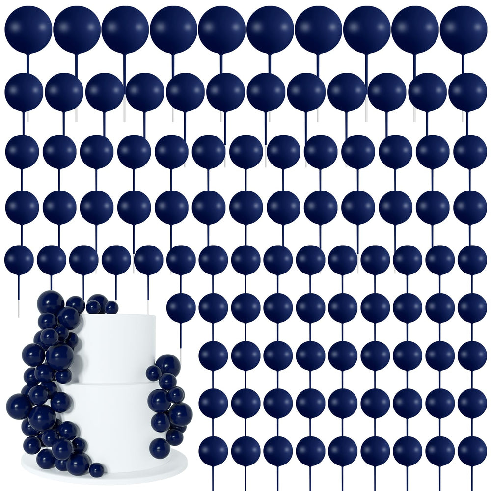 BOUBONI 138-pcs blue ball toppers close-up for vibrant cake decoration ideas.