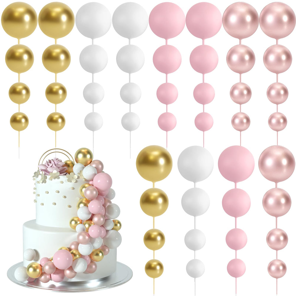 BOUBONI rose gold ball cake toppers for elegant birthday cakes.
