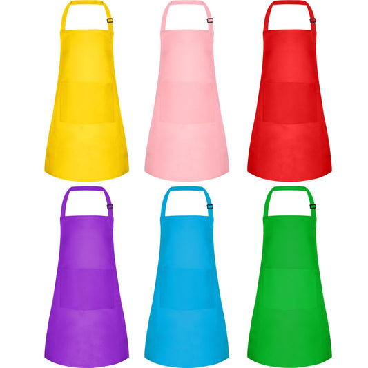 BOUBONI six-pack kids apron with colorful pockets for tidy art and cooking sessions.