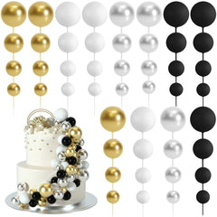 BOUBONI ball cake toppers set in black, silver, white and gold for elegant decorating.