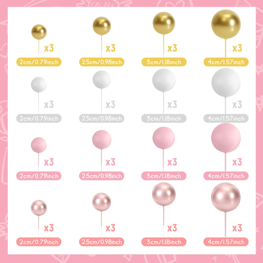 BOUBONI pink ball toppers add playful color to cupcakes.