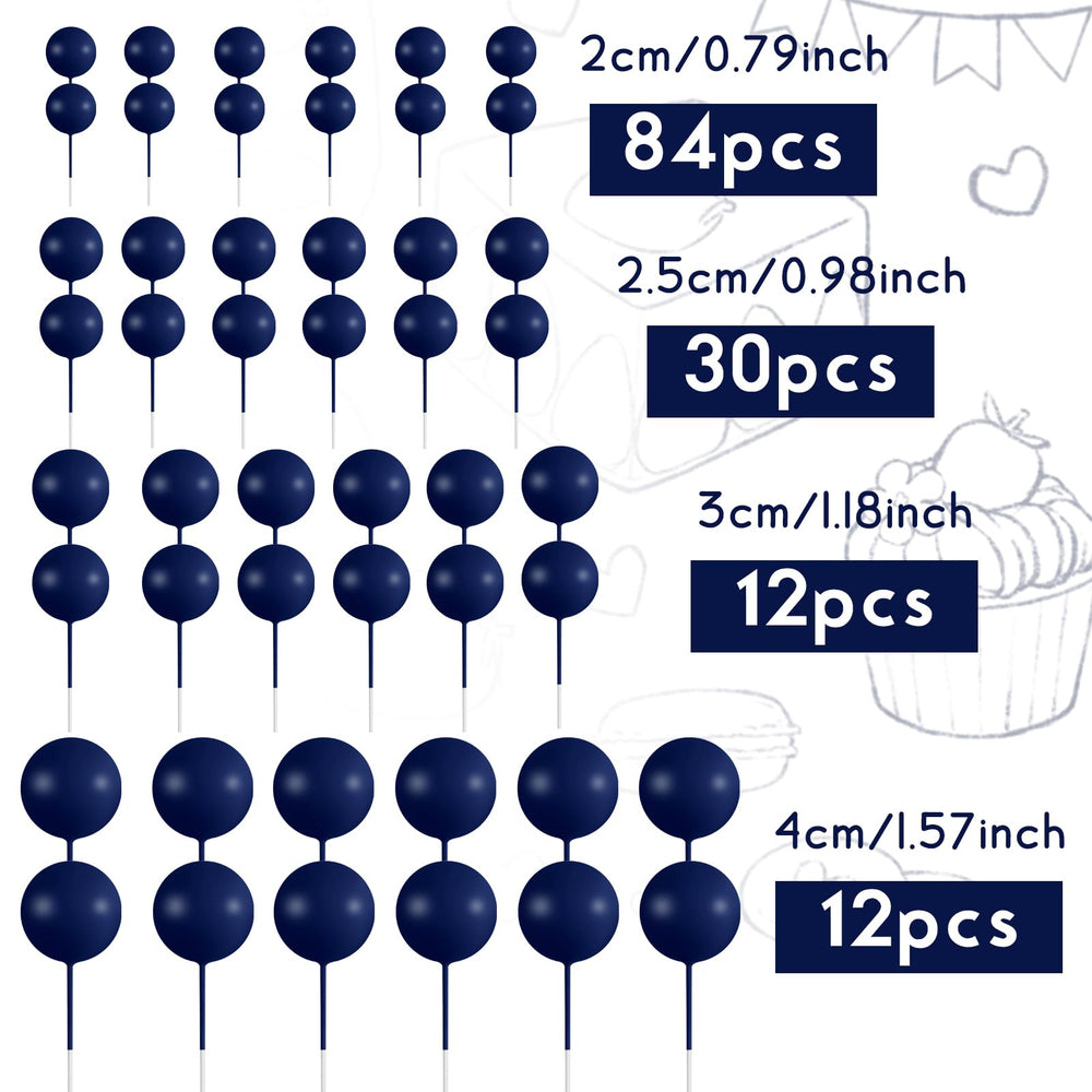 BOUBONI blue ball cake toppers multisize display for custom cake layouts.