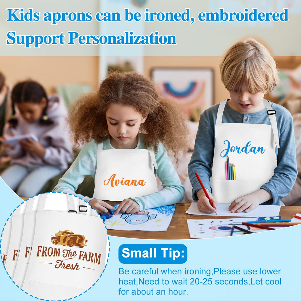 BOUBONI kid apron fabric is polyester, durable and quick-drying for busy activities.