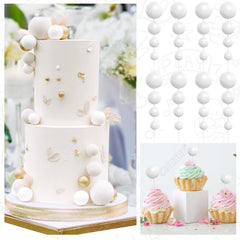 BOUBONI white ball cake topper 2cm fits cupcakes and small treats.