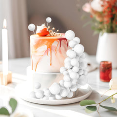 BOUBONI white ball cake topper 2.5cm highlights tiered cake designs.