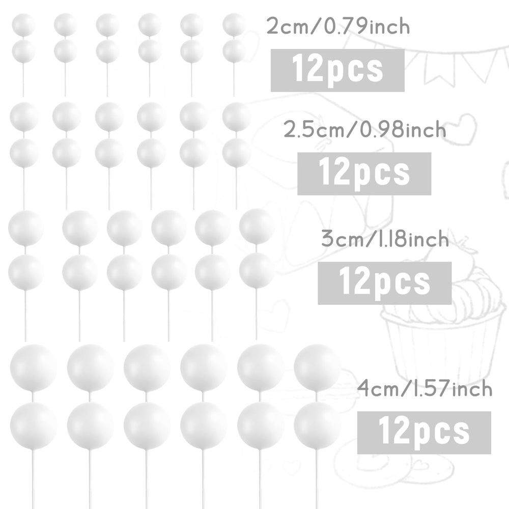 BOUBONI white ball cake topper 3cm adds a delicate touch to cupcakes.