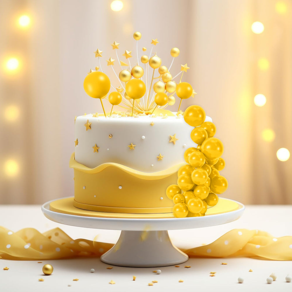 BOUBONI yellow 25mm ball topper for desserts and treats.