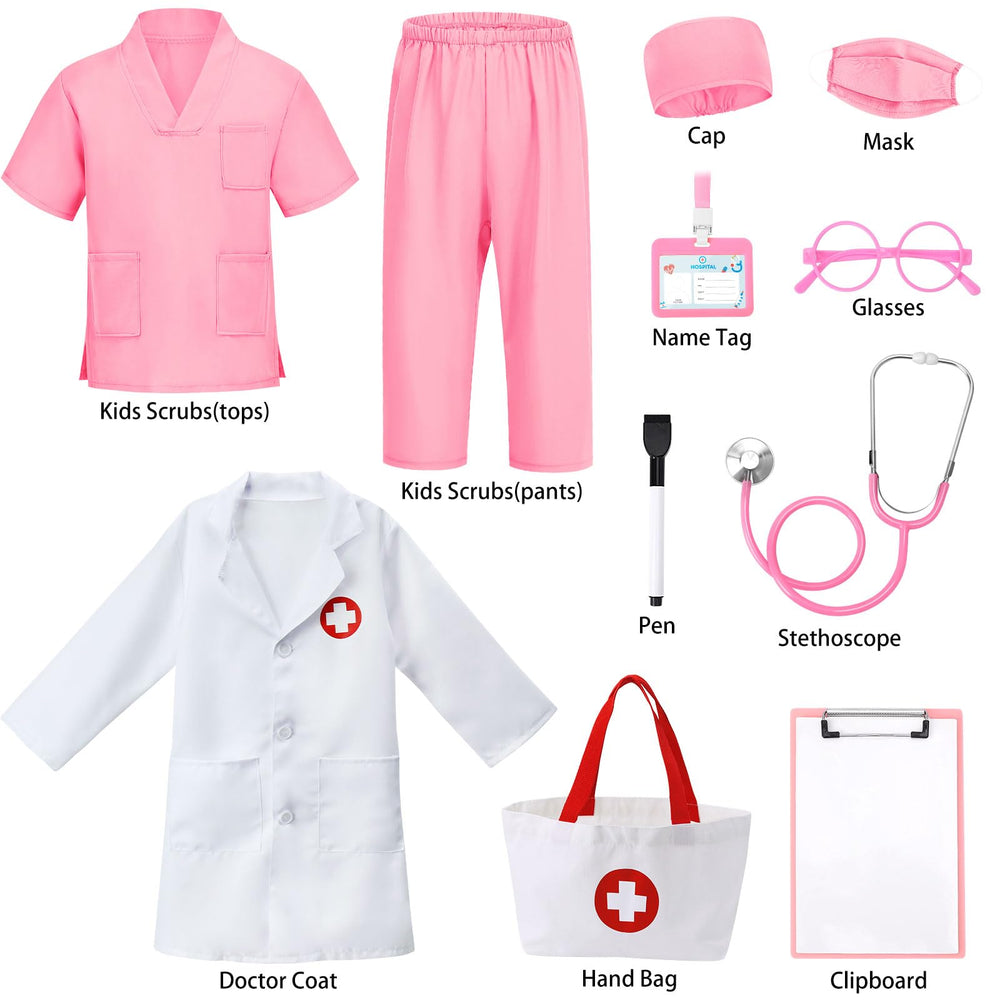 Boutrele pink scrubs pants for kids; elastic waistband supports easy dressing.