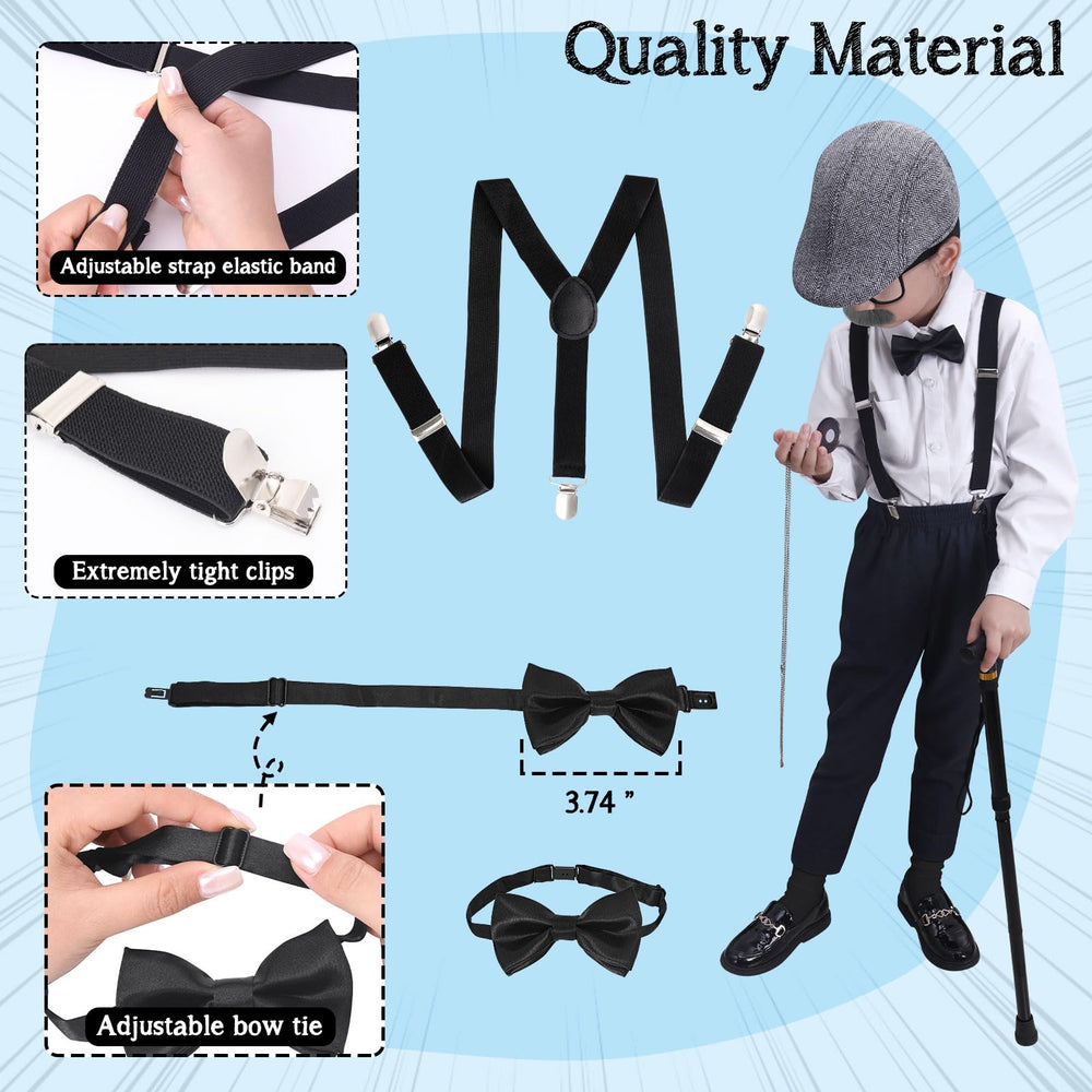 Boutrele suspenders and bow tie set, adjustable for comfortable fit