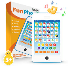 Boxiki Kids 6-in-1 phone toy front view highlighting toddler-friendly learning