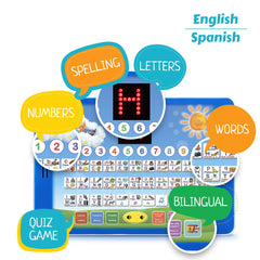 Boxiki Kids Spanish-English tablet side view portable for travel learning