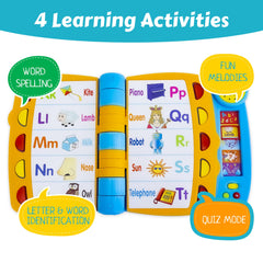 Boxiki Kids Talking Activity Book letters-numbers pages promote letter recognition and counting joyfully.