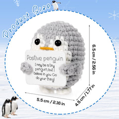 BOXOB knitted penguin in soft gray wool yarn, cozy home decor.