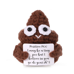 BOXOB Mini Funny Poo Doll front view with soft knitted texture for comforting touch