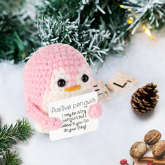BOXOB Positive Penguin Doll decor sits neatly on a desk or bedside table.