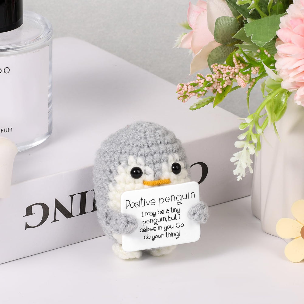 BOXOB positive penguin with card, gift-ready for celebrations.