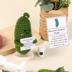 BOXOB wooden base supports a standing cucumber display on a desk