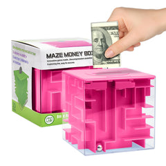 Boxveria Money Maze pink box closed, a playful cash gift puzzle for all ages.