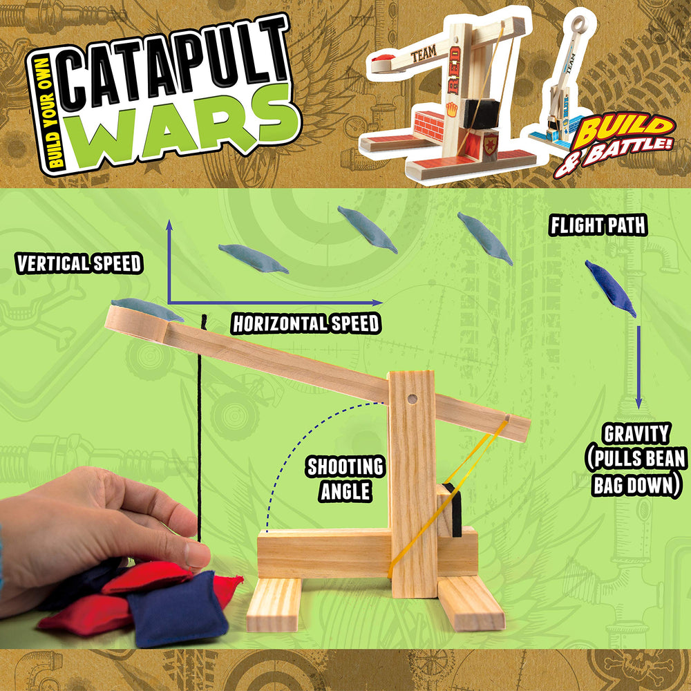 Boy Craft Catapult Wars decorate stage featuring stickers and decals for unique look.