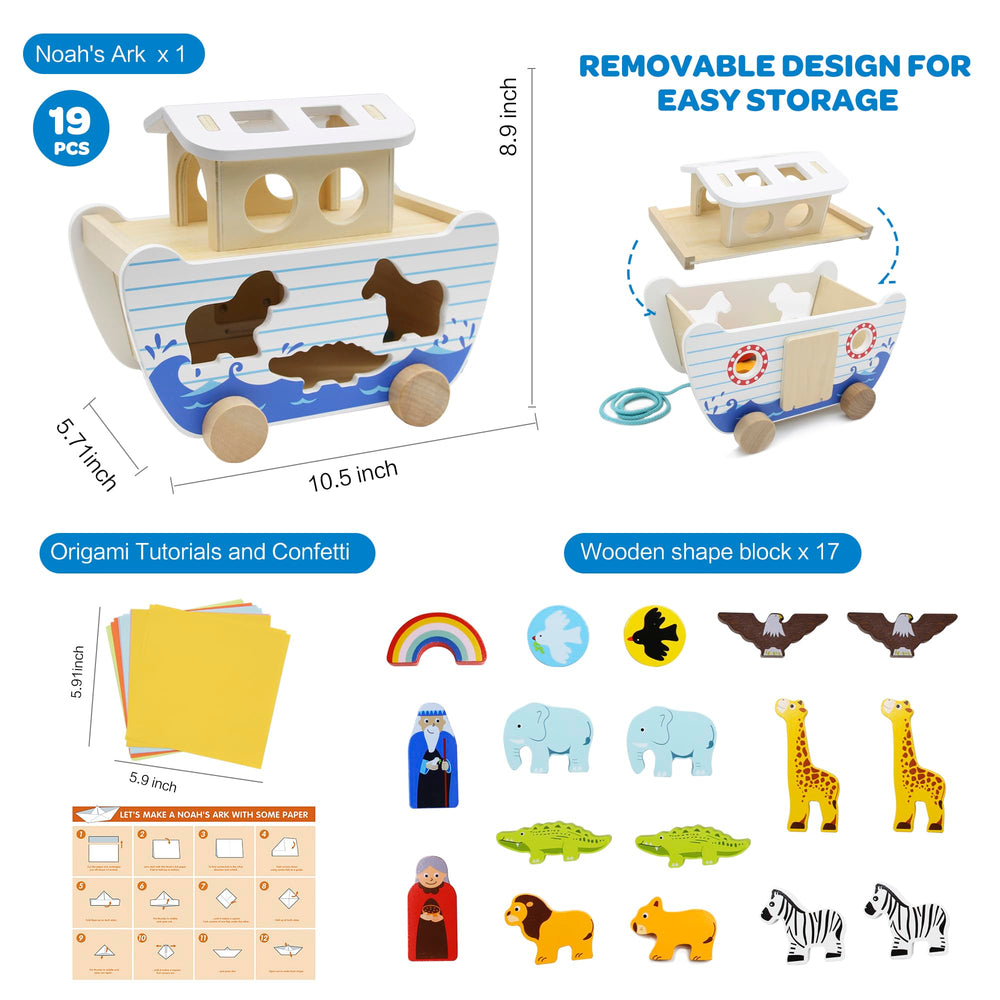 bpmfkid Noah's Ark safe wood with non-toxic paint for safe playtime.
