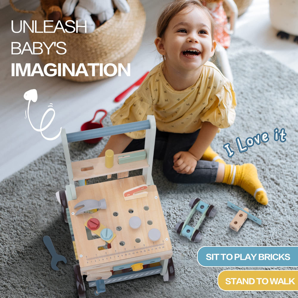 bpmfkid wooden push walker handle provides a comfortable grip for stable first steps.