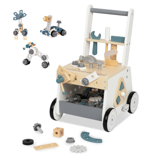 Bpmfkid wooden walker front view, supports balance and imaginative play.
