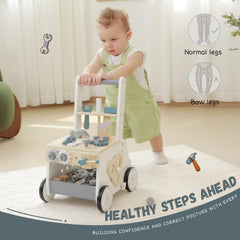 Bpmfkid wooden walker side view, sturdy build for confident first steps.