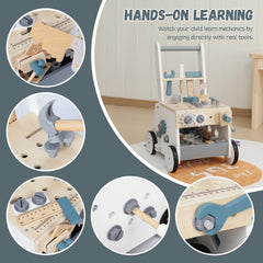 Bpmfkid wooden walker storage compartment, keeps tools within reach during play.