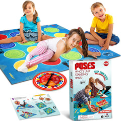 BRAINS UP Classic Twist Poses mat ready for indoor-outdoor family play.