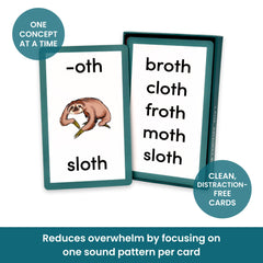 Brainstrong 750 phonics words Step 3 cards cover long and irregular vowels for progression.