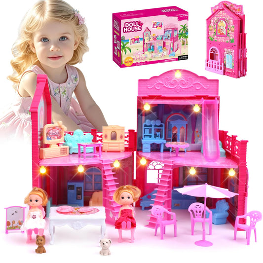 BRAITEN doll house with four rooms for imaginative play and storytelling