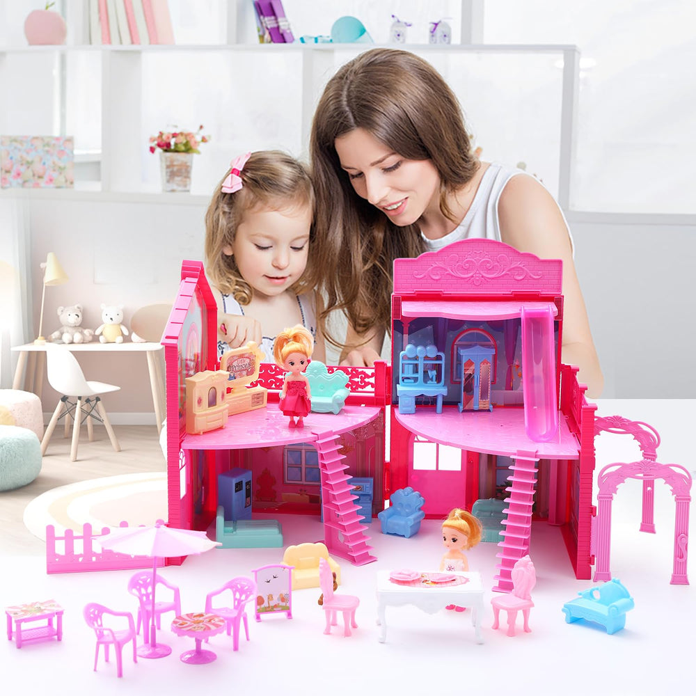 BRAITEN doll house slide feature for interactive play