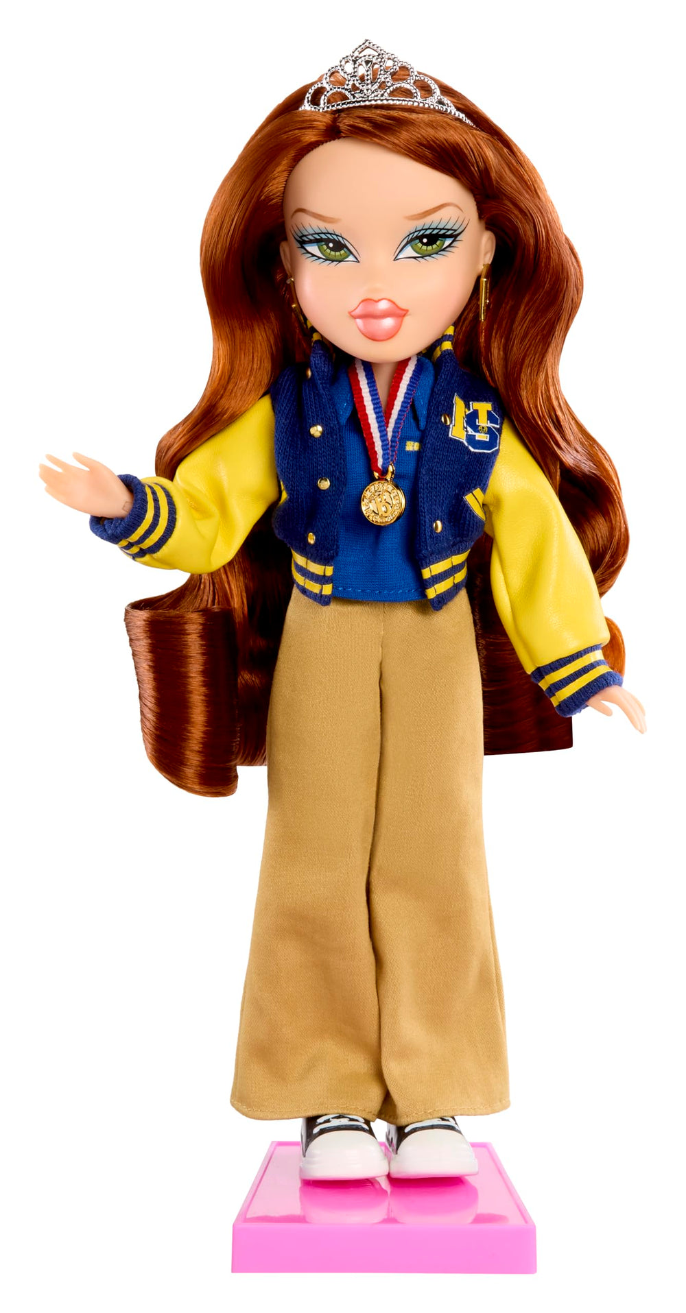 Bratz Mean Girls Spring Fling Cady pink heels elevate performance-ready outfits.