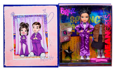 Bratz Mean Girls Janis in purple tuxedo for stage-ready style.