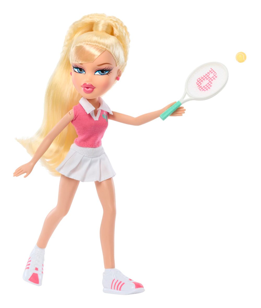 Bratz Play Sportz Cloe tennis racket and ball showcase game-day accessories.