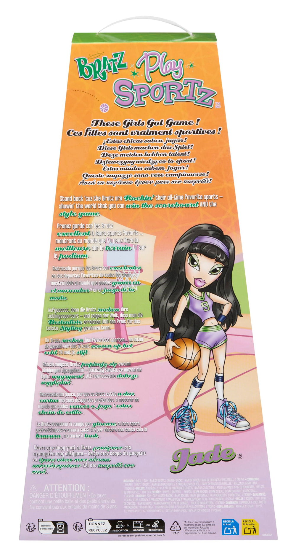 Bratz Play Sportz Jade socks and shoes complete the athletic outfit.