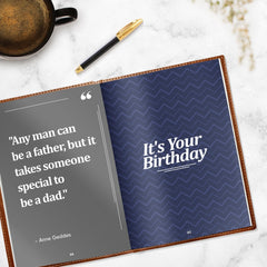 BRAVEBUG Dad Story Book writing moment, fitting 6x9 pages for easy journaling.