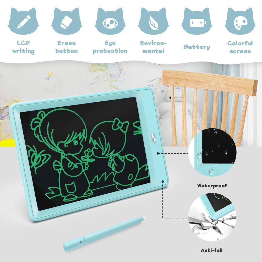 Bravokids 10-inch LCD writing tablet with stylus enables portable drawing and writing