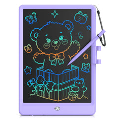 Bravokids 10-inch LCD writing tablet in purple for colorful kid drawings and doodling sessions.